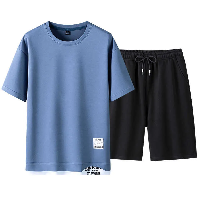 Hommes Casual Set Fashion Track Suit Shorts Jogger Ensembles Oversize Sweat Suit Male Sportswear Survêtement Summer Sportsuit 210603