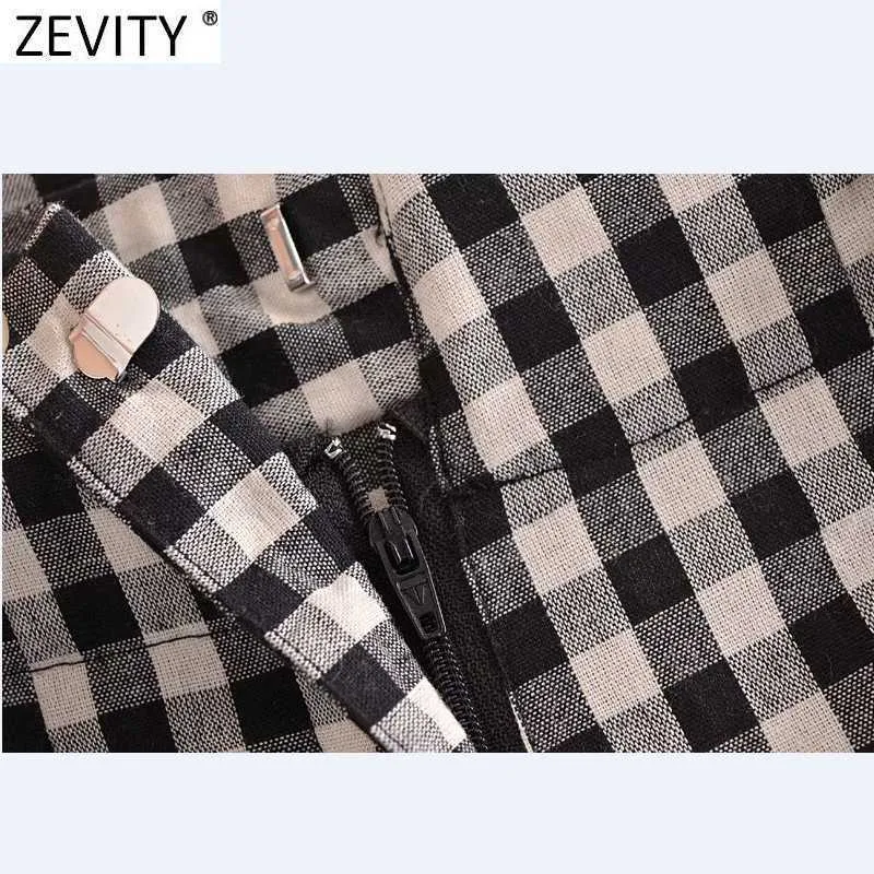 Zevity Women Vintage Plaid Print Sommarpapper Bag Kjolar Shorts Kvinna Chic Bow Bundet Sashes Pantalone Cortos P1132 210603