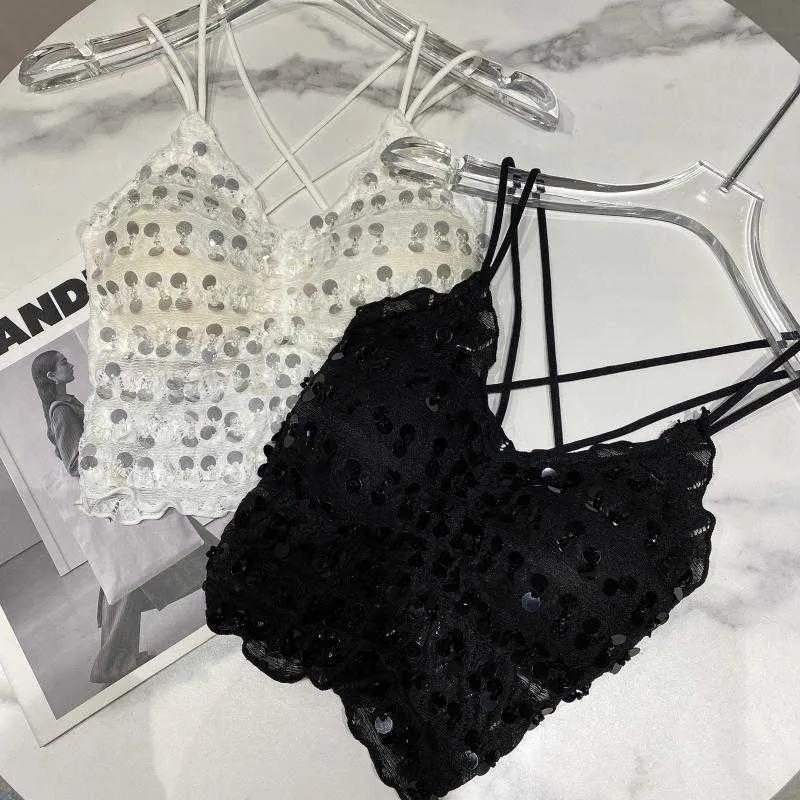 Deat Summer Fashion Women Desse Braps Lace Patchwork Bling Bra Splite Sexy Club met CAMSI WR56901 210709