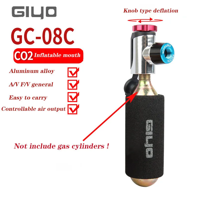 Giyo CO2 Şişman Schrader Presta Bisiklet Pompaları Alüminyum Lastik Tüpü Mini MTB Pompa Kartuş Bisiklet Onarımı Aksesuarları 220225
