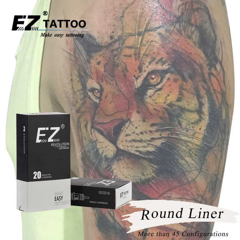 EZ Revolution Cartridge Tattoo Needles Round Liner #08 0.25mm Bugpin Long taper 1/3/5/7/9/11 for machines and grips /210608