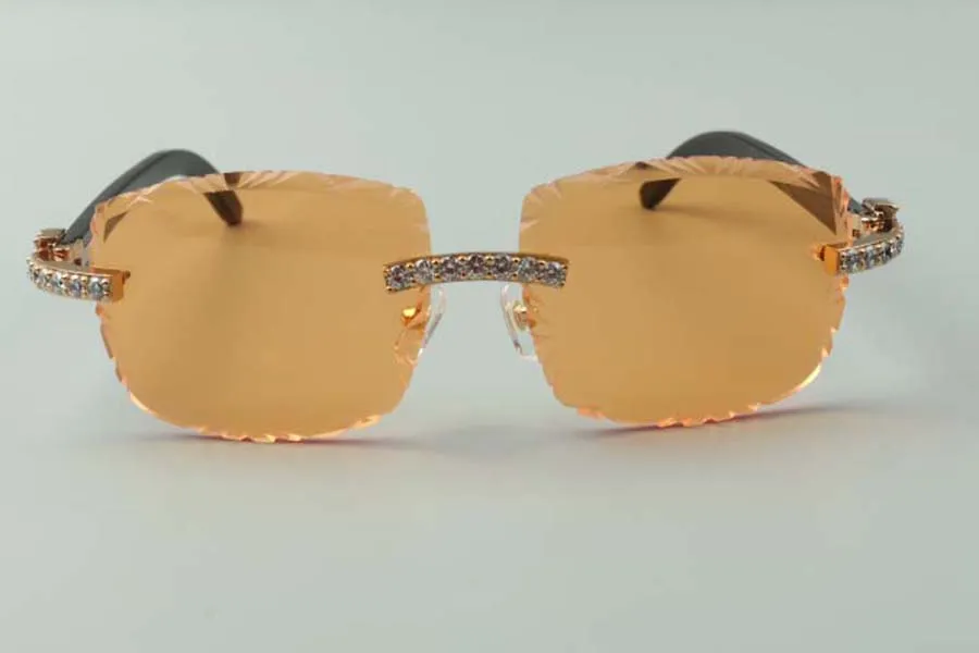 2021 Designers únicos óculos de sol 3524023 XL Diamond Cuts Lens Natural Black Chifre