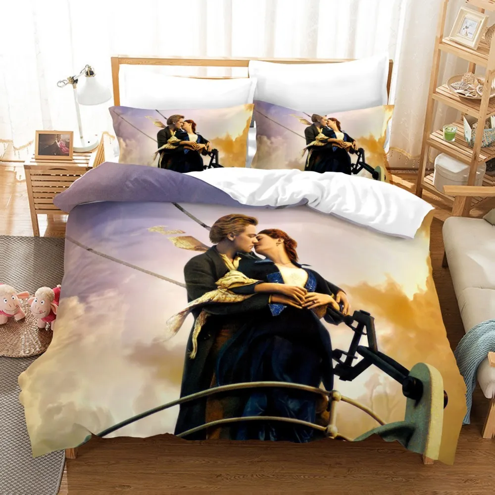 Set biancheria da letto 3D Set copripiumino design stampa 3D King Queen Twin Size Dropshipping Boy gife Jack e Rose Titanic 210319