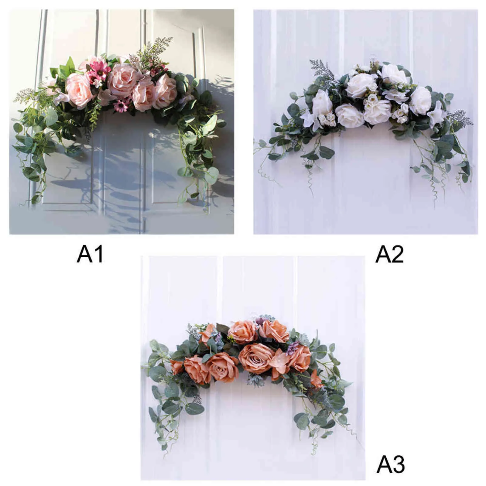 Çiçek Swag Yapay Çiçekler Şakayık Çelenk El Yapımı Garland Ayna Ev Düğün Parti Kapı için Lintel Dekorasyon için 211104