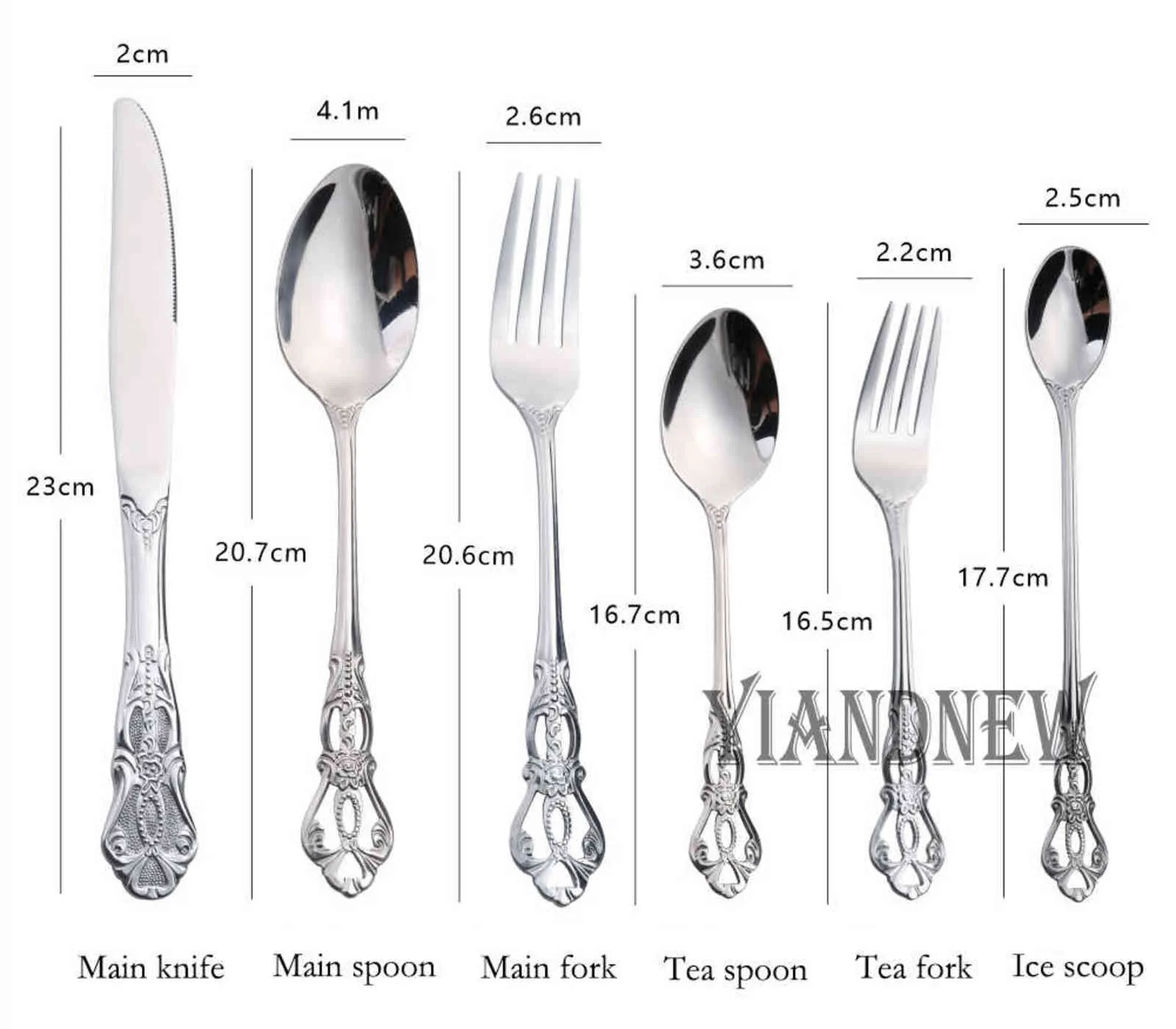 Royal Cutlery Set Gold Stainless Steel Dinnerware Western Knives Tea Spoon Forks Kitchen Dinner Silverware Tableware 211112