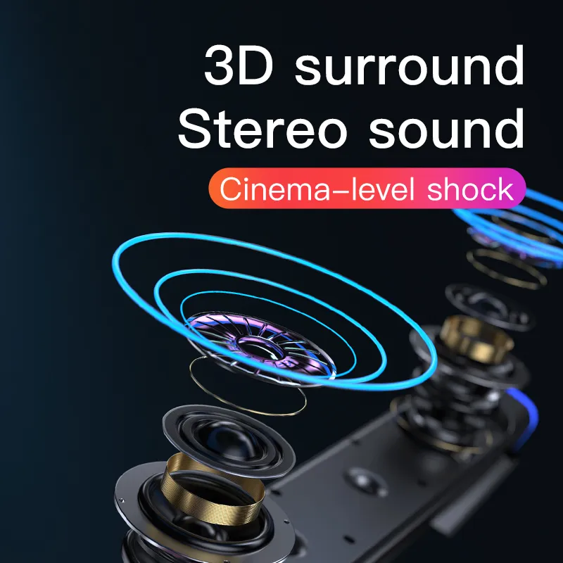 Bluetooth 5.0 Hoparlör USB Kablolu Bilgisayar Ses Çubuğu Stereo Subwoofer Soundbar 3D Ev Surround Hoparlörler PC Tiyatro Aux 3.5mm