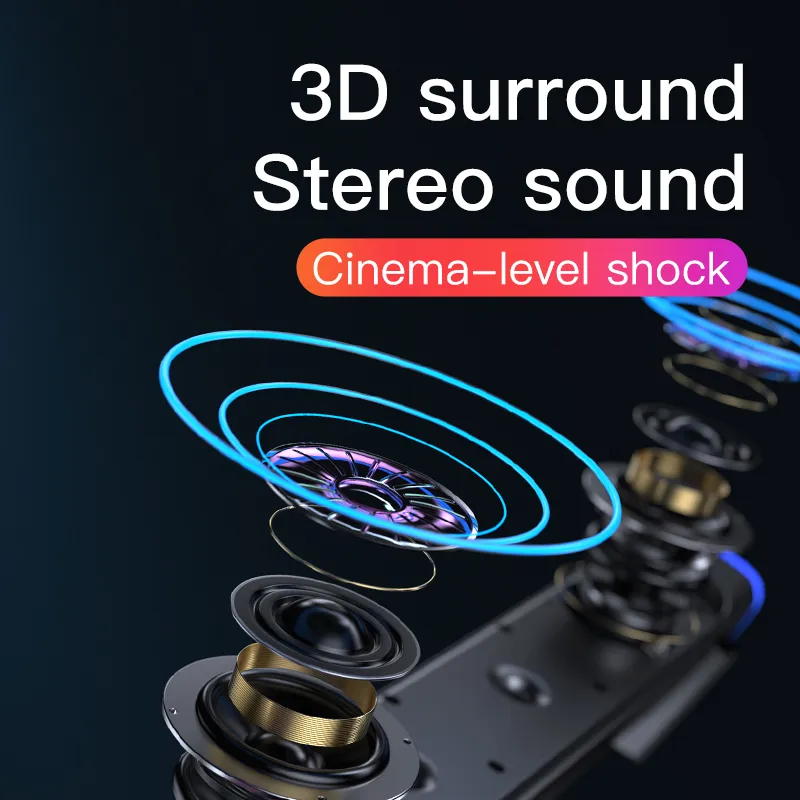 Bluetooth 5.0 Speaker USB Wired Computer Sound Bar Stereo Subwoofer Soundbar Soundbar Home Surround Surround Sounders PC Theatre AUX 3.5mm