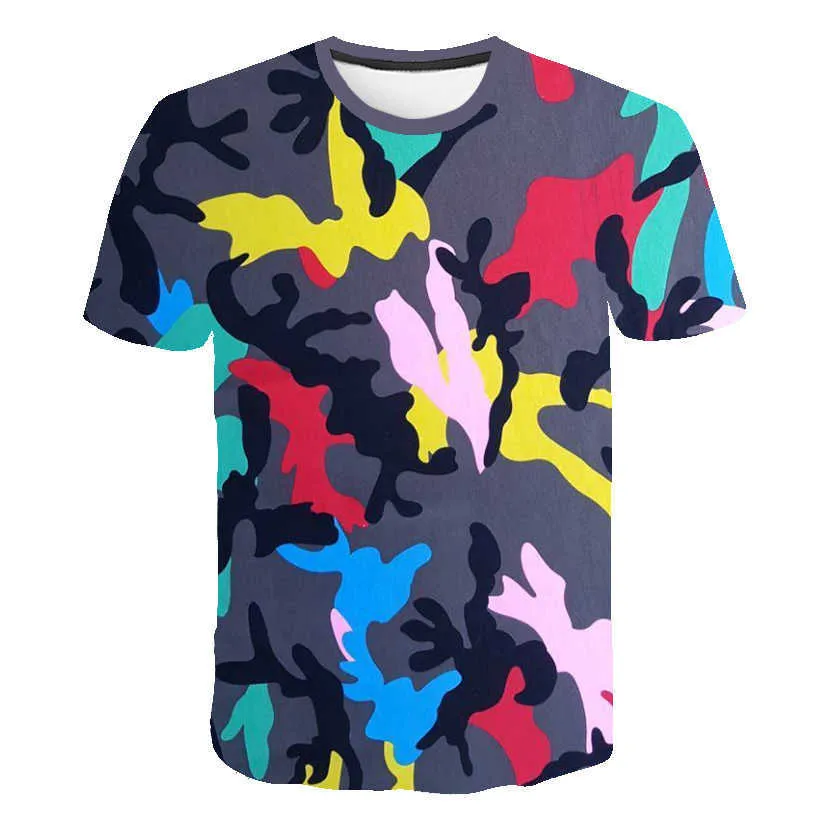 Sports de plein air Camouflage T-shirts Camping Tactique 3D Hommes été tops Randonnée Chasse Unisexe Camo Mode costume décontracté tees 210706