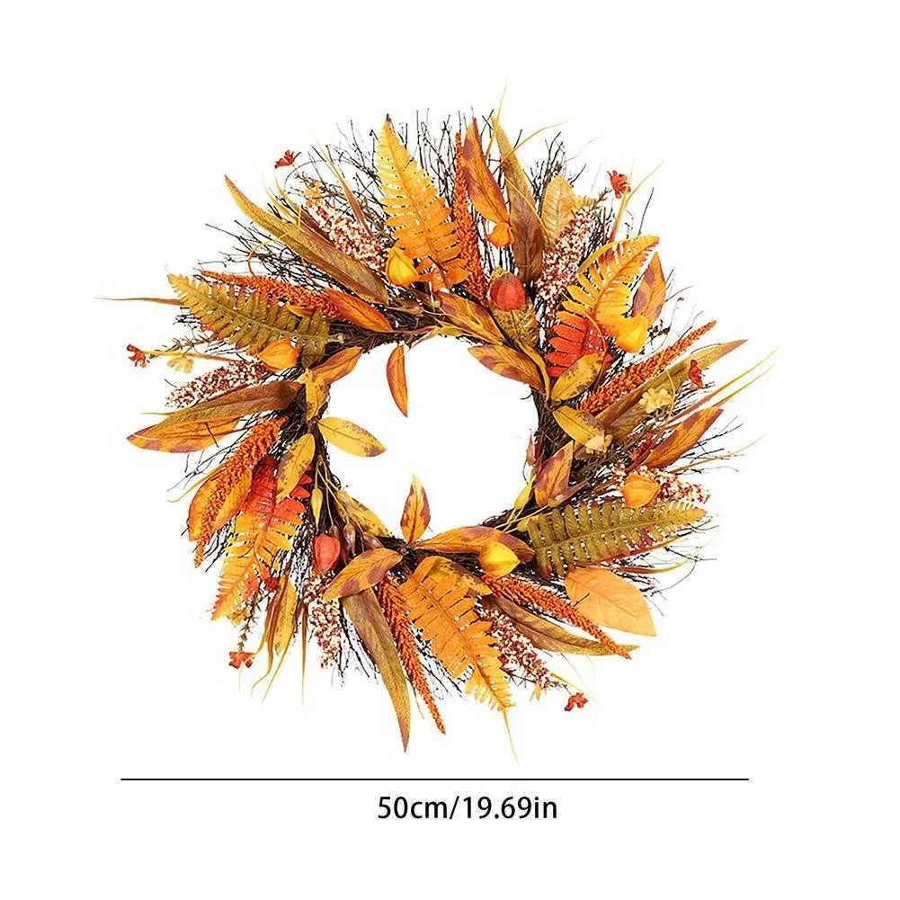 Autumn Maple Leaf Wreath,Door Hanging Hotel Window Decor And Shopping Mall Wall Decor Home Decoration Christmas Wreath Y0901