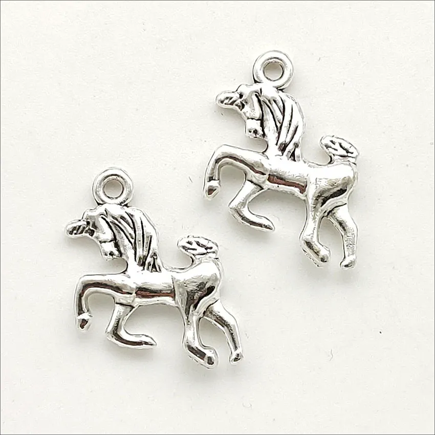 100 st Unicorn Horse Alloy Charms Pärlor hängen för smycken som tillverkar örhängen halsband armband nyckelkedjan tillbehör 20 17mm DH231L