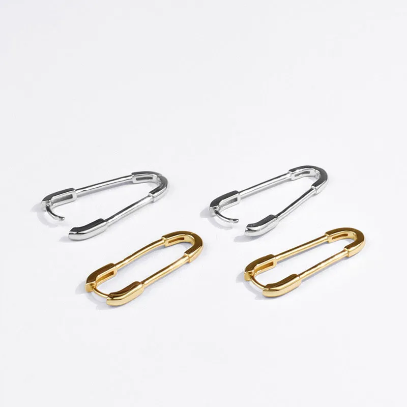925 Sterling Silver Paper Clip Shaped Earrings for Women Men Hot Fishion Gold Silver Color Creativity Jewelry S-E1436