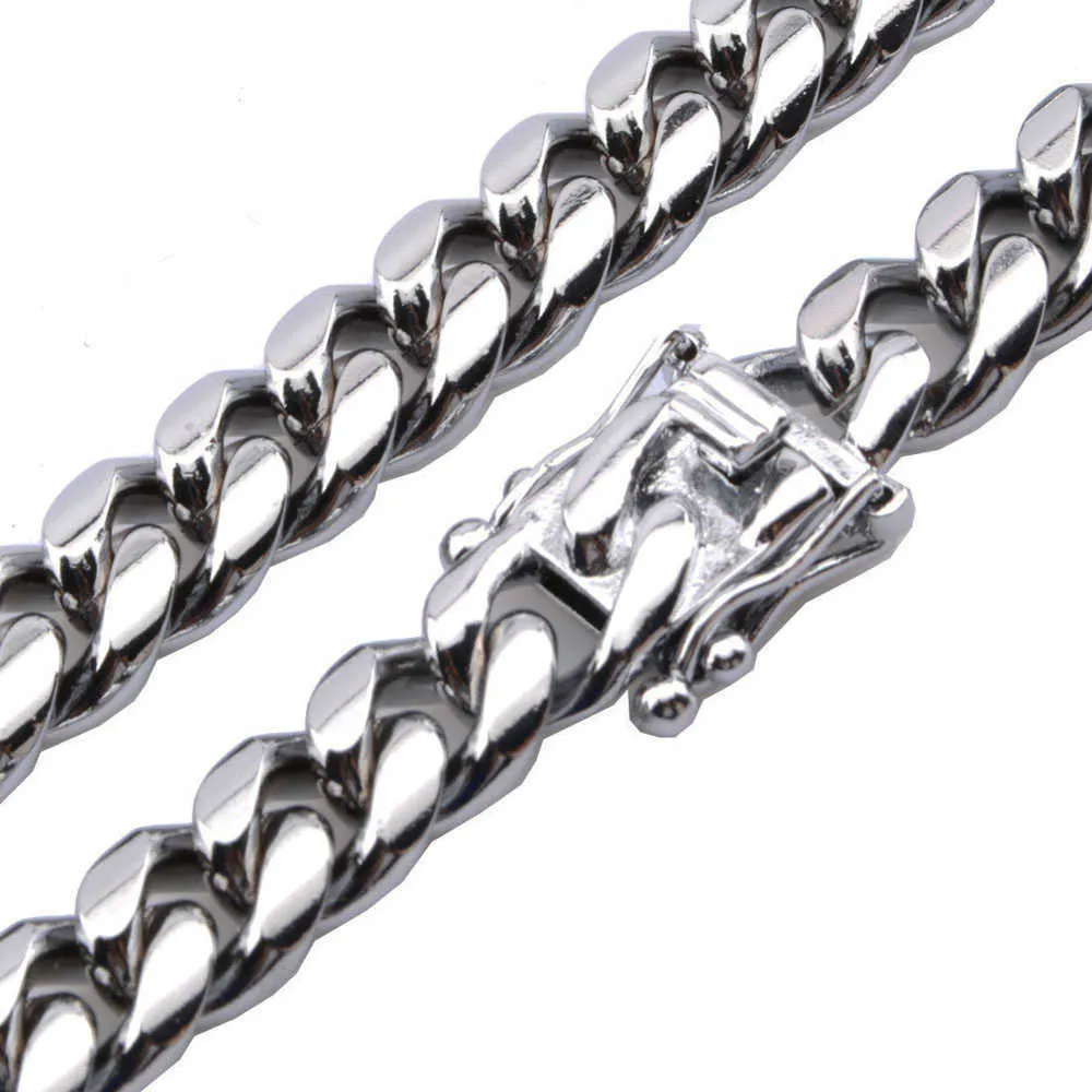 Men's Stainless Steel Cuban Side Necklace, Fashion Jewelry, Dragon Buckle, Silver Plated Tie, New Series Q0809