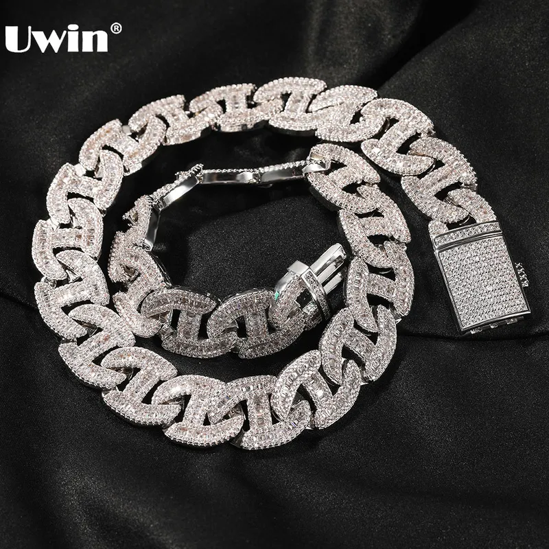 UWIN 17MM lourd Miami Baguette Zircon colliers pour hommes glacé chaîne à maillons cubains AAA CZ broche réglage colliers Hip Hop bijoux 25579241