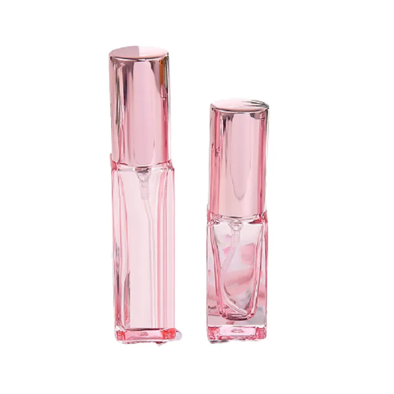 5ml 10ml Square Glass Perfume Spray Vials Cosmetic Containers Atomizer Rose Gold Packaging Refillable Bottle 