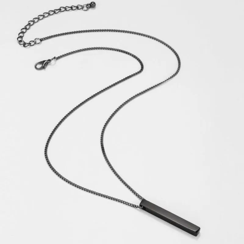 Cool Stuff Einfache Schwarz Farbe Rechteck Anhänger Halskette Für Männer Edelstahl männer Hals Kette Halskette Schmuck 2021 Collares