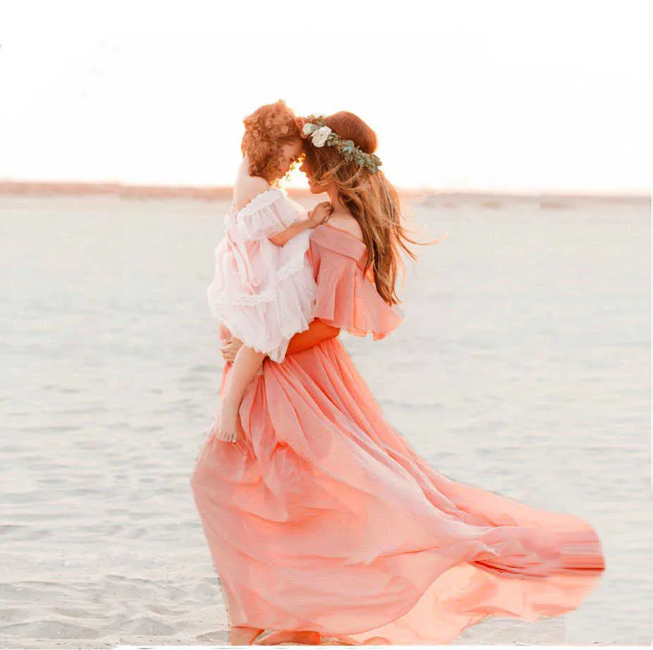 Robes de maternité femmes enceintes épaules dénudées en mousseline de soie longues robes de plage de mariage fantaisie photos de grossesse accessoires de tir