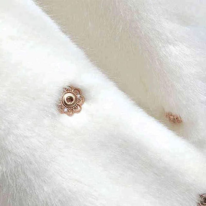 Cappotto di pelliccia sintetica di visone femminile Solido colletto rovesciato femminile Cappotto invernale caldo di pelliccia finta Cappotto lungo spesso allentato caldo casual 211122