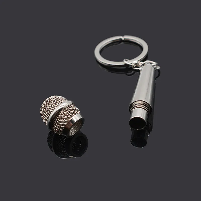 Металлическая цепочка для ключей, креативные музыкальные подарки, брелок для ключей с микрофоном, модная подвеска, ювелирные изделия, брелки, брелок с подвеской, безделушки