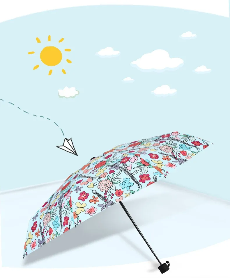 Femme Petit et Pratique Parapluie Soleil Pluie Coupe-Vent Léger Pliant Portable Fleur Parapluies pour Femmes Enfants