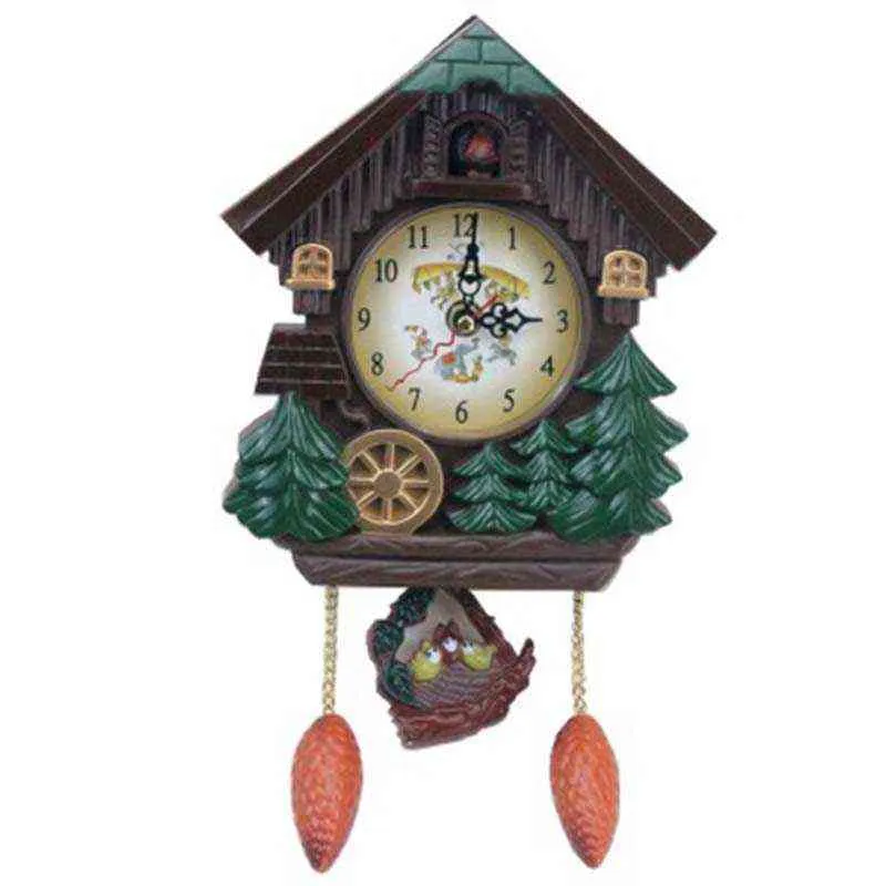 Maison forme horloge murale coucou Vintage oiseau cloche minuterie salon pendule artisanat Art montre décor à la maison 211110