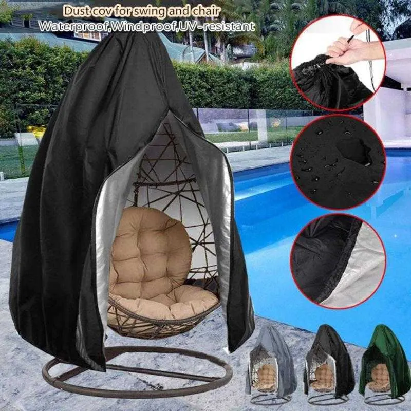 Couverture de chaise de patio imperméable oeuf balançoire chaise coquille d'oeuf couverture anti-poussière universelle étanche UV couverture de jardin Polyester tapis de meubles Y0706