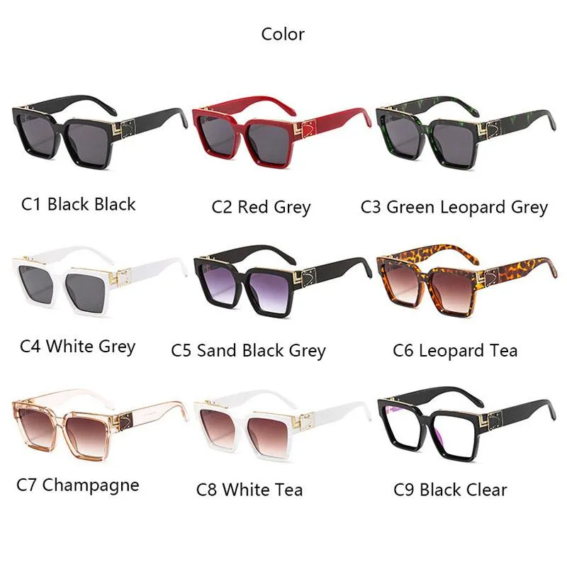 Moda Kadın Güneş Gözlüğü Siyah Kırmızı Kare Güneş Gözlük Tasarım Erkekler Büyük Çerçeve Vintage Gözlük UV400267T