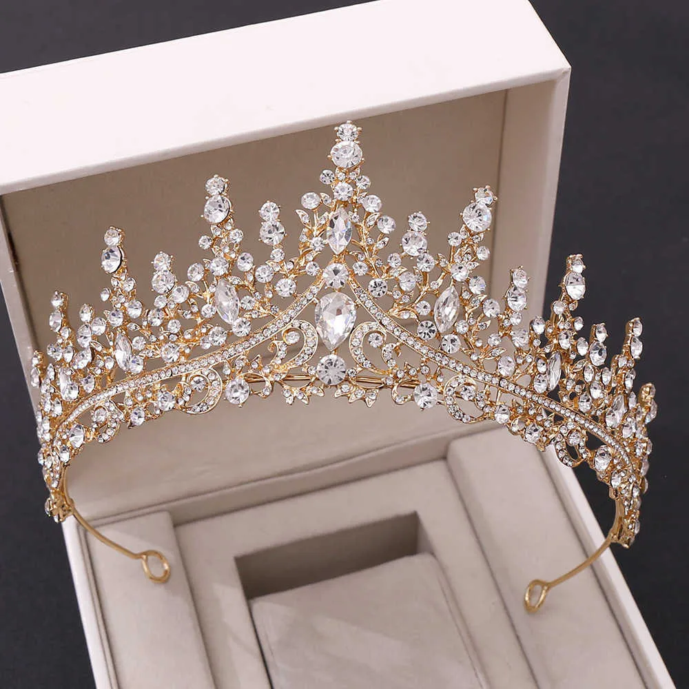 KMVEXO Barroco Vintage Lujo Royal Queen King Crystal Boda Corona Nupcial Tiara Coronas Diadema Novia Fiesta Noche Joyería para el cabello 210707