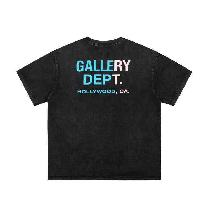 Дизайнерские мужские свитера Gallerydept T-рубашка Tide Brand High Street промытый и использовал волшебную цветовую букву печатать COOL CLEAVEAC76