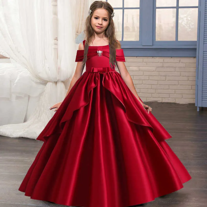2021 verão flor vestido pageant crianças vestidos para meninas roupas princesa meninas vestidos para festa e casamento baile 14 12 ano q0716