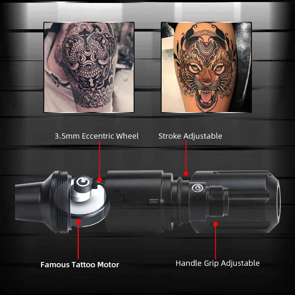 Stylo de tatouage rotatif tatouage mitrailleuse Shader Liner électrique RCA câble d'alimentation moteur cartouche de tatouage aiguilles pour tatoueur 210324