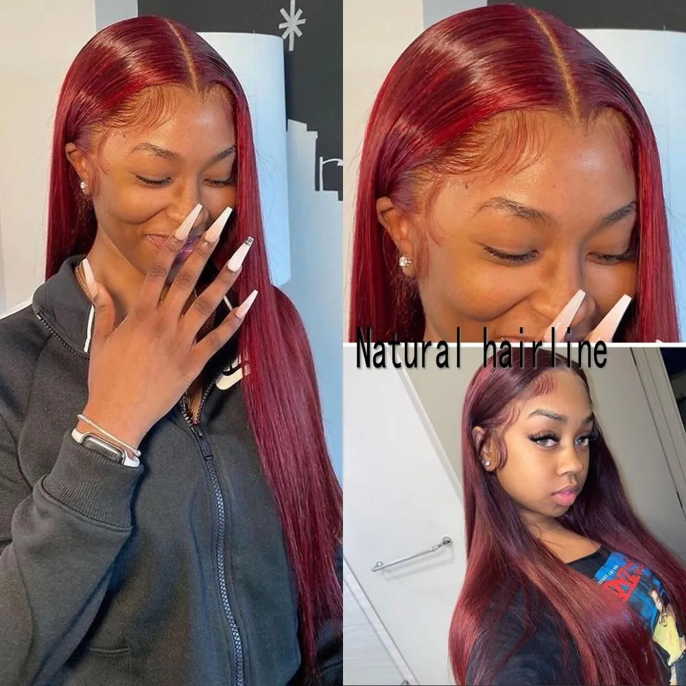 150 Yoğunluk 13x4 Dantel Frontal Saç Peruk Kadın Kırmızı Renkli Brezilyalı Düz ​​Dantel Ön Peruk Pre Breakted9055604
