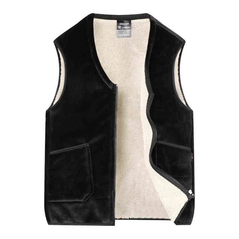 Mannen Jas Winter Fleece Warme Bovenkleding Jassen Mannen Rits Casual Mode Plus Size Mouwloos Vest Katoenen Jas Mannen 6XL 211120