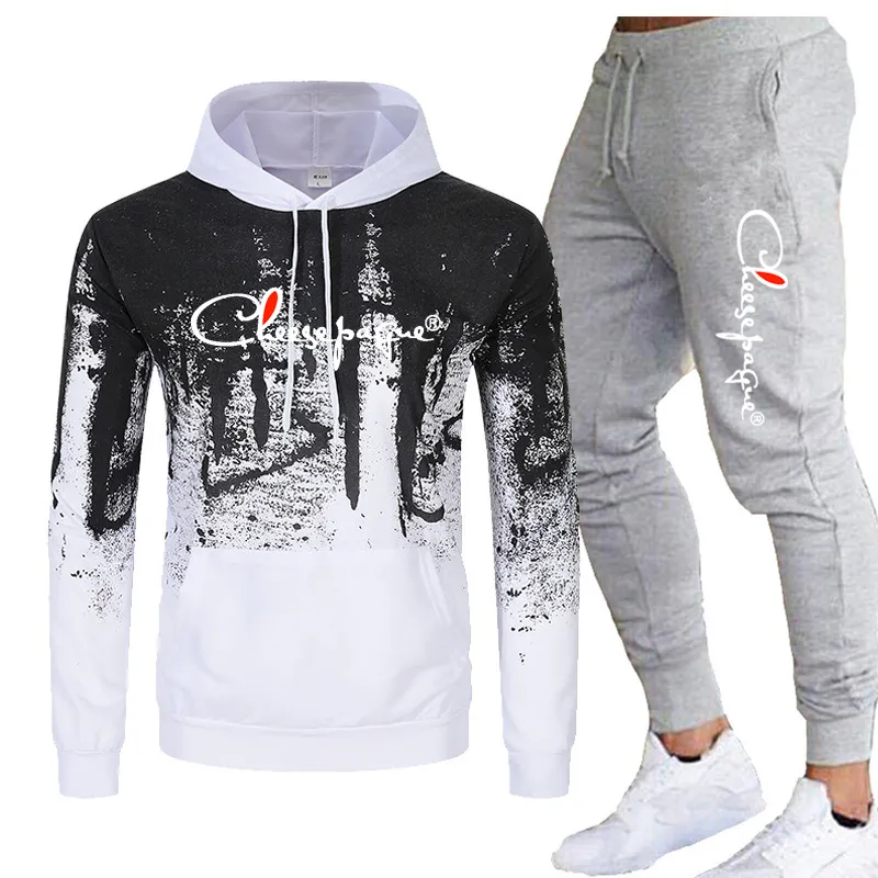 2022 Hoodies Masculinos Mulheres Tracksuit Inverno Fleece Algodão Terno Quente Suéter Marca Roupas Homens Jaqueta + Calças 2 Pçs Plus Size 3XL