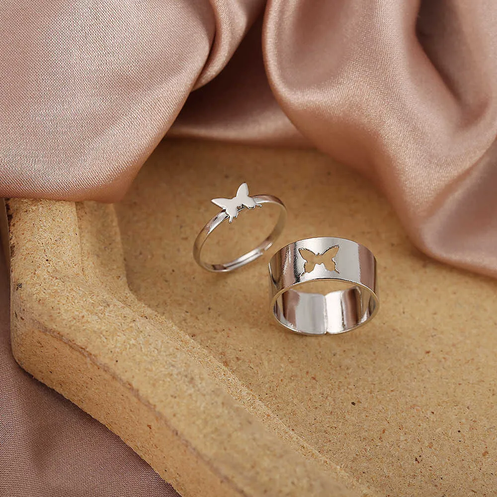 Trendy vintage vlinderringen voor vrouwen mannen minnaar paar ringen set vriendschap verloving bruiloft open ringen 2021 sieraden q07089764731