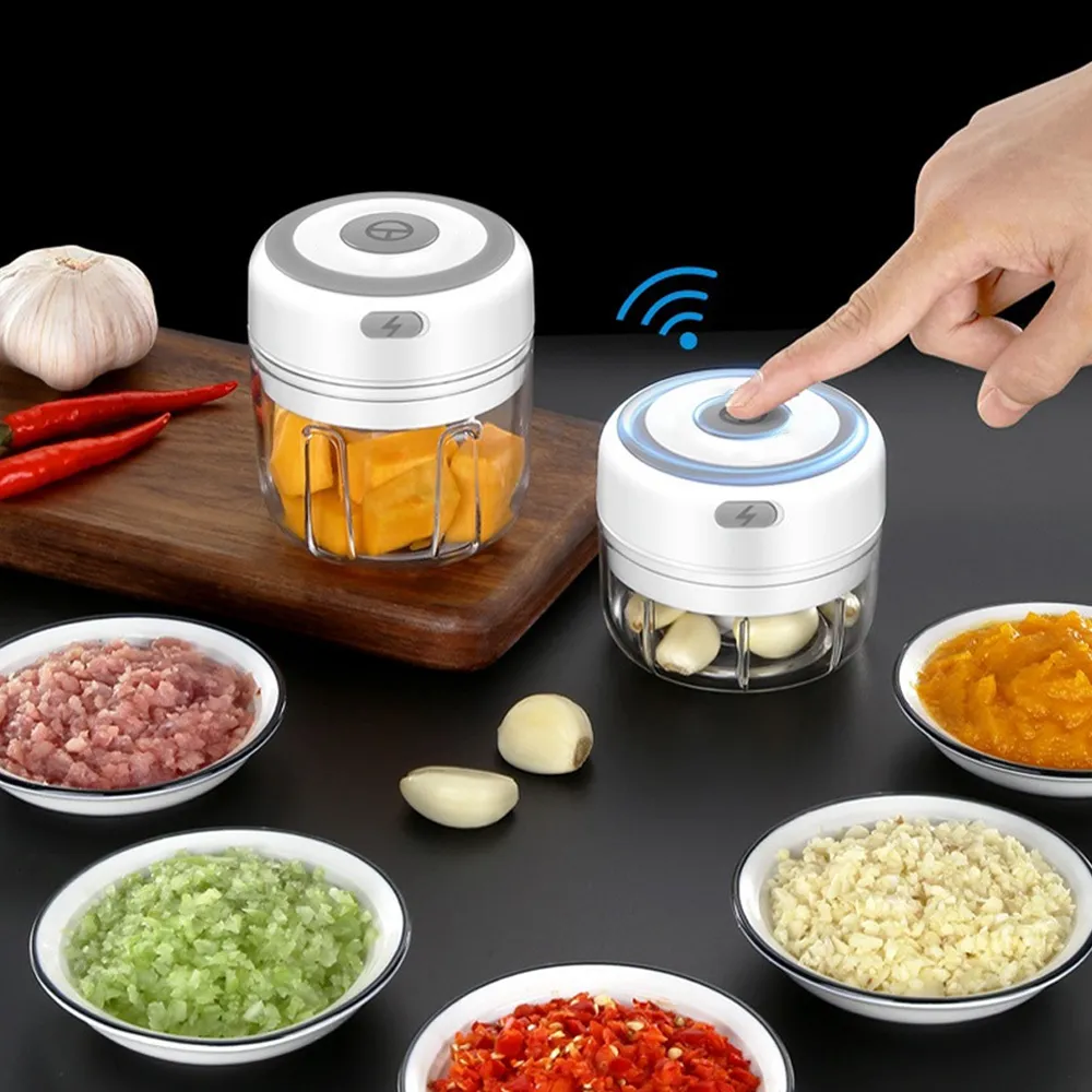 100/250ml Mini USB Sans fil électrique Masher de l'ail de l'électricité de presse presse légume de la viande de poudre de viande de viande de nourriture Chopper Outils de cuisine 210319