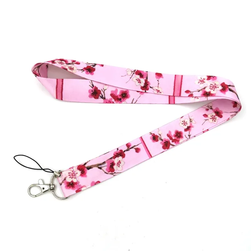 10 pièces fleurs de cerisier mode simple chaîne cou carte d'identité téléphone portable clé USB lanière