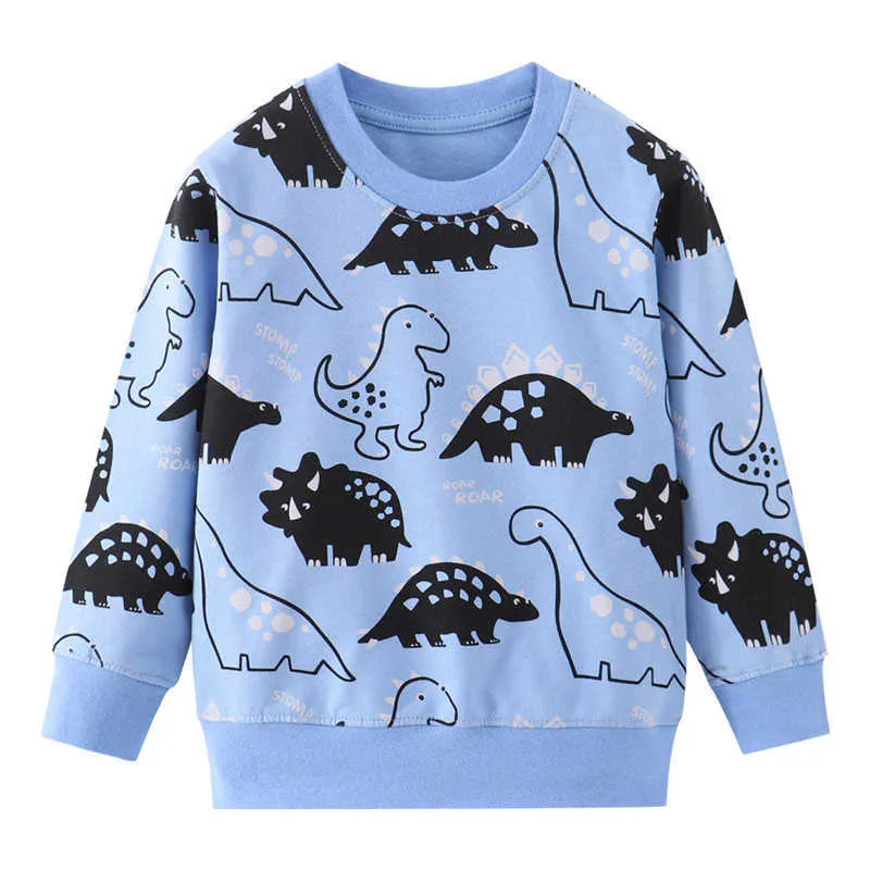 Metri da salto Dragon Boys Felpe in cotone Vestiti bambini l'autunno inverno Bambini Top Cartoon Animali Stampati Camicie ragazze 210529