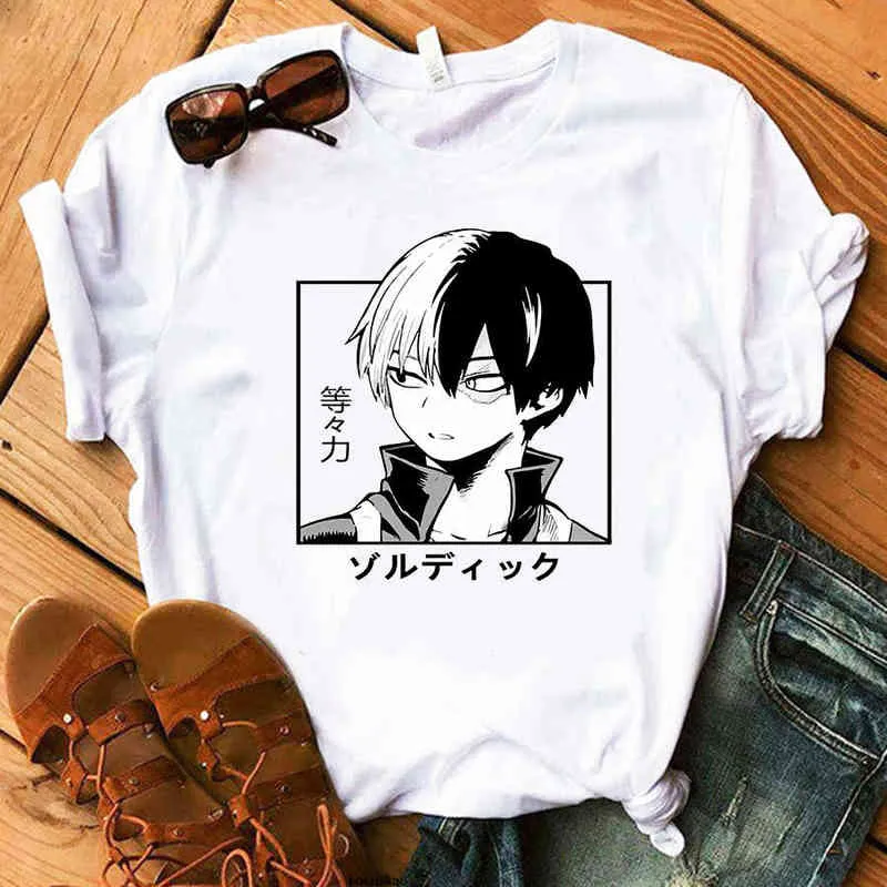 Shoto Todoroki T-Shirt Estate Donna Stampa Anime Magliette My Hero Academia Harajuku Hip Hop Boku No Hero Academia Unisex Top G220310