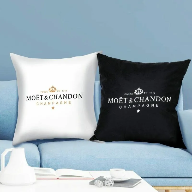 베개 케이스 Moet Chandon Champagne Billowcase Cushion Covers 45x45cm 소파 장식 선물 편지 인쇄 Linen Cover 1928