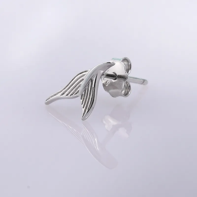 Orecchini femminili di gioielli con orecchini a forma di sirena in vero argento sterling 925 le donne Fishtail popolare2731