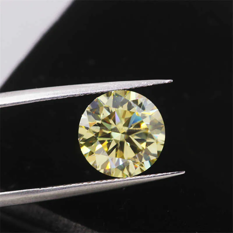 Tianyu Gems Fancy Light Yellow Moissanite Diamonds 6.5mm Round Hearts and Arrows Cut 1 Carat Gemstone Wholesale For Ring Jewelry H1015