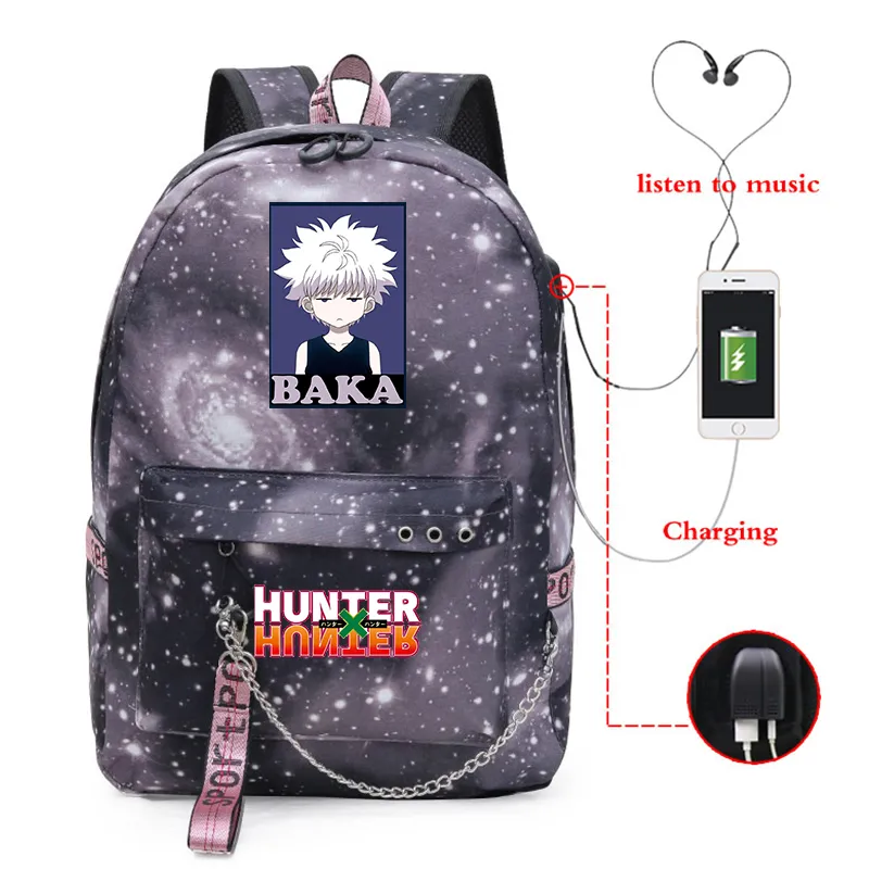 Hunter X Hunter Killua Baka Laptop Backpack USB School Bags Women