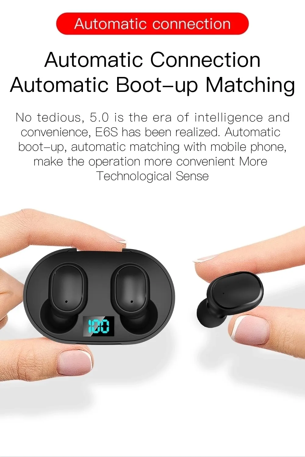 E6S TWS Bluetooth écouteurs affichage numérique intelligent Bluetooth casque HIFI casque stéréo intra-auriculaire étanche sport écouteur