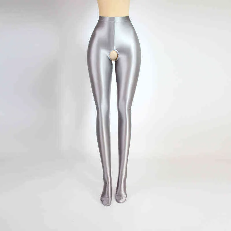 Yeni Seksi Kadın Yoga Pantolon Artı Boyutu Yağlı Tayt Açık Kasık Külotlu Çorap Wetlook Yüksek Bel Capris Pürüzsüz Hiny Parlak Tayt H1221