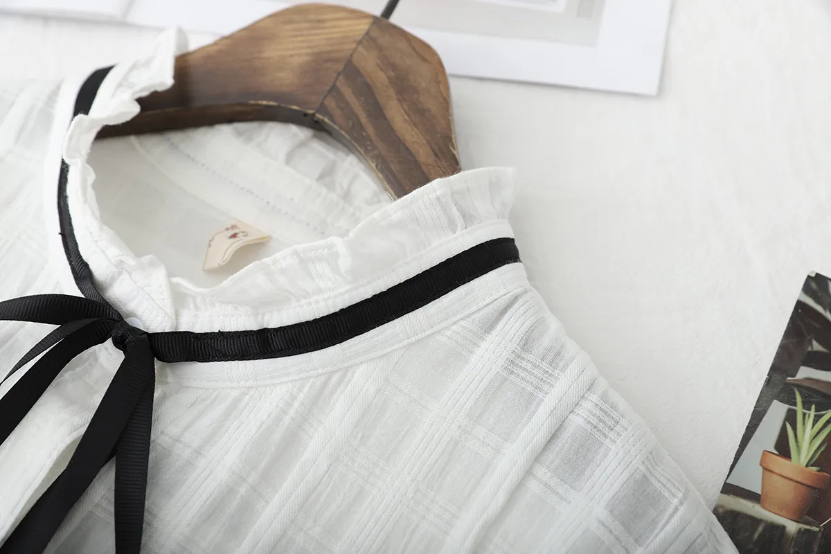 HSA повседневная блузка и топы стойки воротник с коротким рукавом милые Kawaii Blusas Cool Woman Top лук рубашка Blusas Para Dama 210430