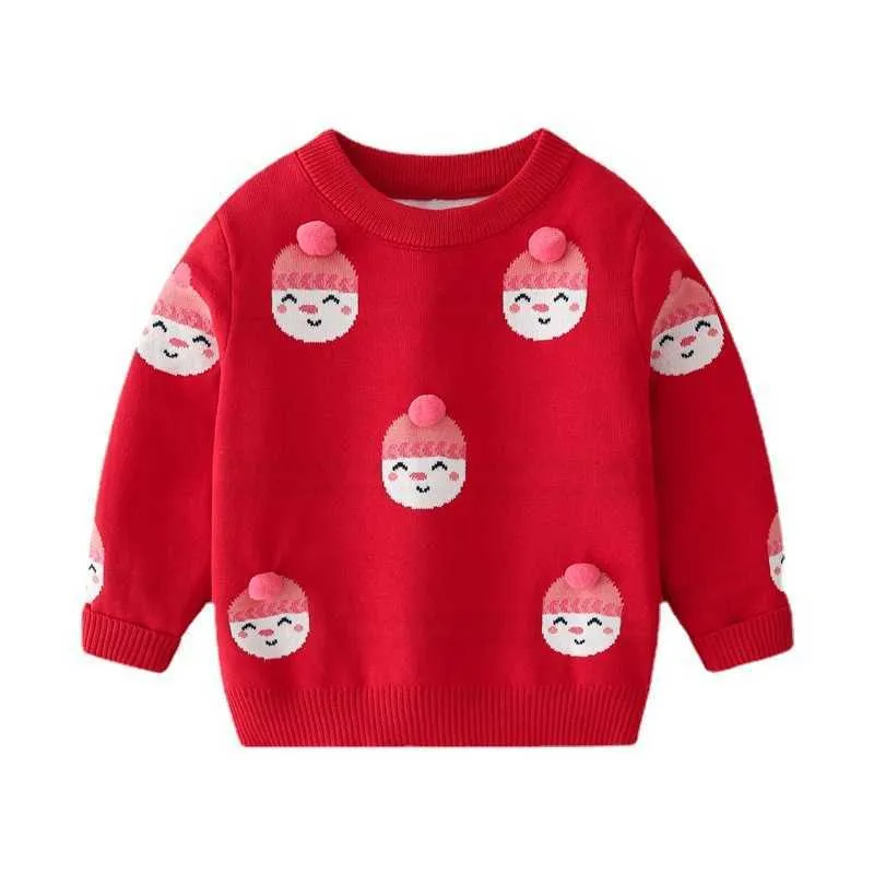 2021 bébé fille pull hiver noël pull enfants tricots jersey double couches dessin animé impression pull enfant en bas âge enfants vêtements Y1024