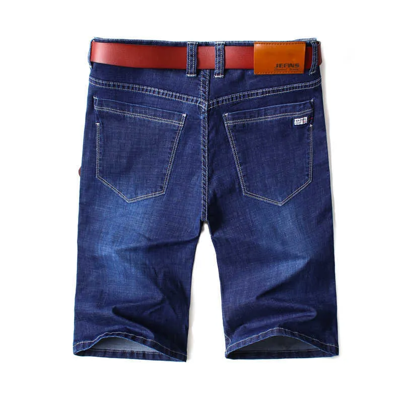 Jeans Jeans Masculino Summer Stretch Lightweight Azul Denim Curto para Homens Shorts Jeans Calças Plus Size Grande 42 44 210723