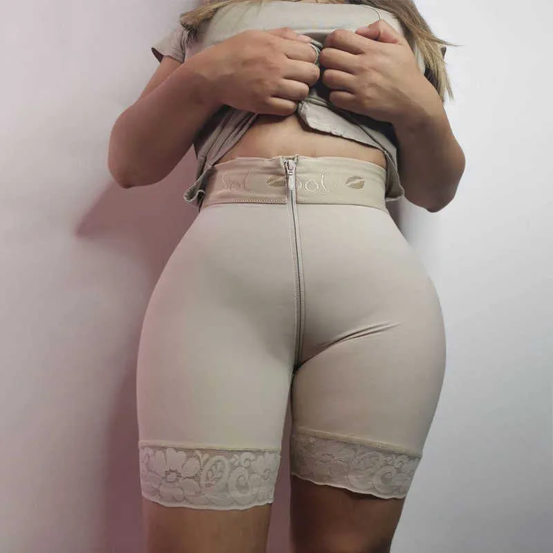 High Waist Zipper Adjustable Butt Lifter Slimming Fajas Lace Push Up Body Shaper Skims Kim Kardashian Faja Colombiana Mujer Q0819