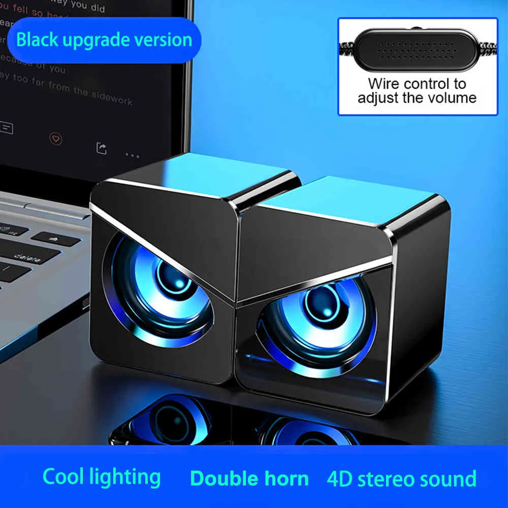 USB-kabeldragare Mini Datorhögtalare 4D Stereo Sound Surround Högtalare PC Laptop Anteckningsbok Inte Bluetooth-högtalare