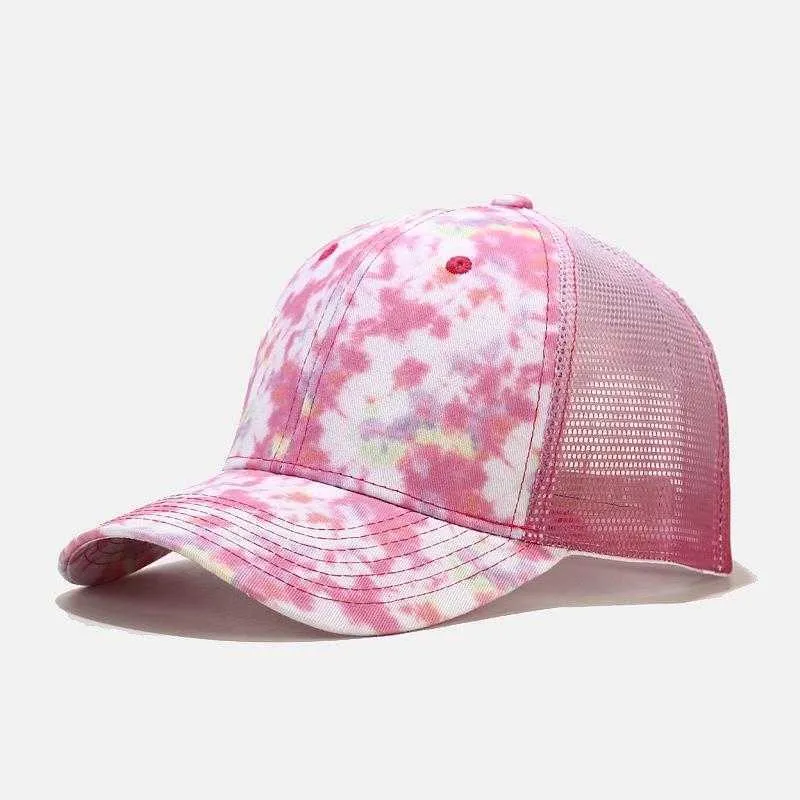 夏の女性クリス・クロスポニーテールハットメッシーパン野球キャップヴィンテージ洗浄色の通気性メッシュトラッカーキャップ帽子2105315537106